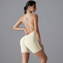Load image into Gallery viewer, Spring Summer Gym Sexy Shaping Romper Yoga Clothes One Piece Belly Contracting Close Fitting Sports Back Shaping One Piece
